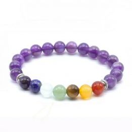 Pulsera 8mm 7 Chakras Amatista